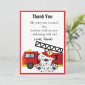 Brandweerman geef alarm bedankkaart (Staand voorkant)