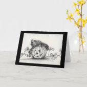 Brandweerman gekostumeerde pompoen kaart (Gele Bloem)