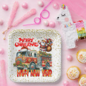 Brandweerman Gelukkig Nieuwjaar Papieren Bordje (Feest)