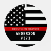 Brandweerman gepersonaliseerde brandweerman dunne  metalen ornament (Achterkant)