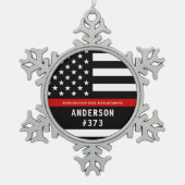 Brandweerman gepersonaliseerde brandweerman dunne  tin sneeuwvlok ornament (Voorkant)