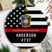 Brandweerman gepersonaliseerde Fire Logo dunne rod Keramisch Ornament