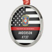 Brandweerman gepersonaliseerde Fire Logo dunne rod Metalen Ornament (Links)