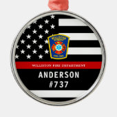 Brandweerman gepersonaliseerde Fire Logo dunne rod Metalen Ornament (Voorkant)