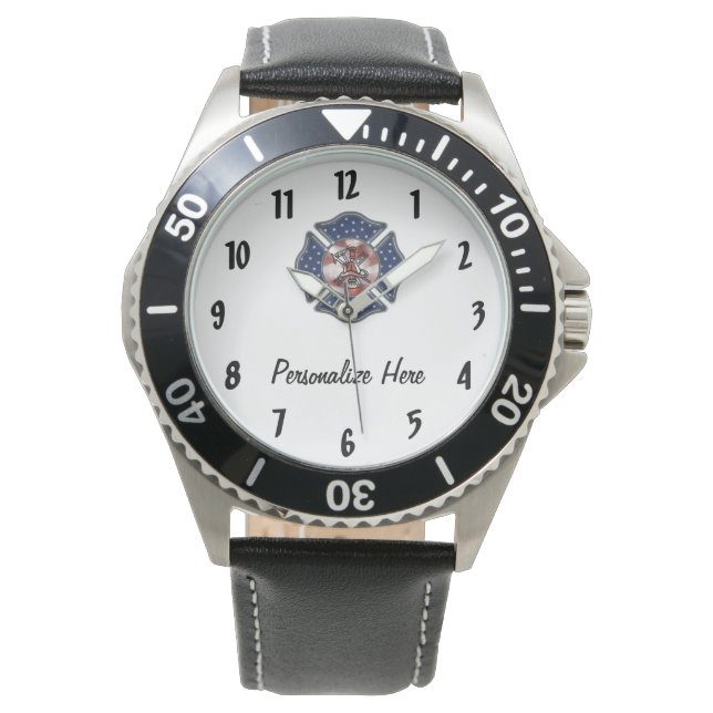 Brandweerman gepersonaliseerde polshorloge horloge (Voorkant)