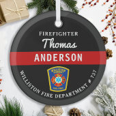 Brandweerman Gepersonaliseerde Thin Red Line Fire Glas Ornament