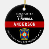 Brandweerman Gepersonaliseerde Thin Red Line Fire  Keramisch Ornament (Voorkant)