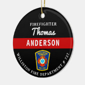 Brandweerman Gepersonaliseerde Thin Red Line Fire  Keramisch Ornament (Links)