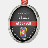 Brandweerman Gepersonaliseerde Thin Red Line Fire Metalen Ornament (Links)