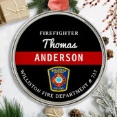 Brandweerman Gepersonaliseerde Thin Red Line Fire  Metalen Ornament