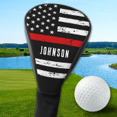 Brandweerman gepersonaliseerde VS vlag dunne rode Golfheadcover