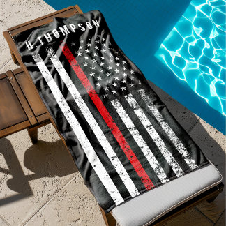 Brandweerman Gestileerde Amerikaanse Vlag Custom Strandlaken