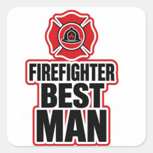 Brandweerman getuige vierkante sticker