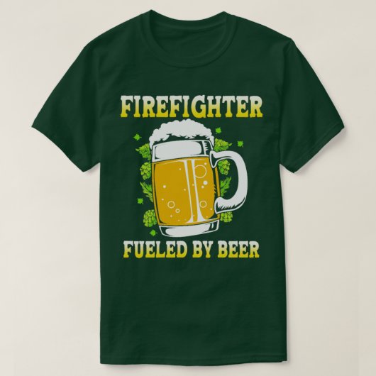 brandweerman gevoed door de vuurman van Beer Funny T-shirt (Design voorkant)