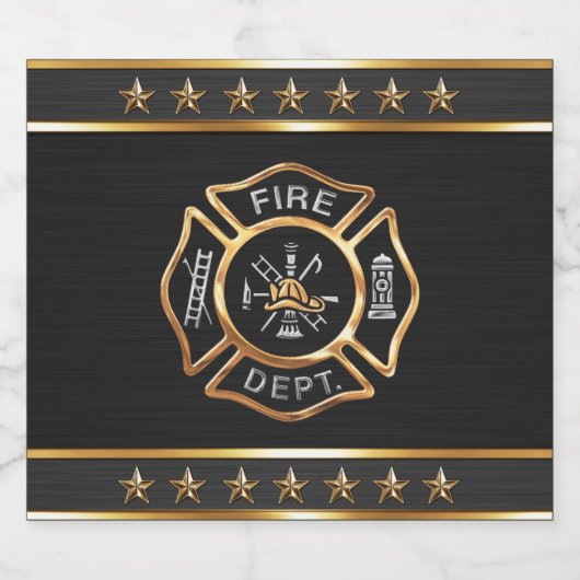 Brandweerman Goud Embleem Bier Etiket (Enkel label)