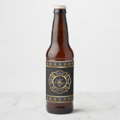 Brandweerman Goud Embleem Bier Etiket (Voorkant)