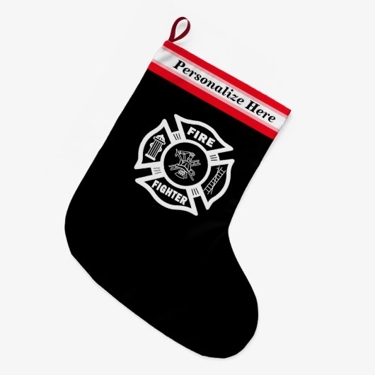 brandweerman grote kerstsok (Voorkant (Hangend))