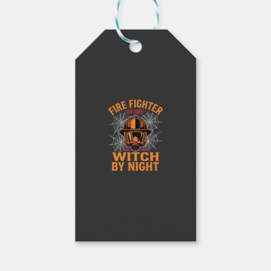 Brandweerman Halloween Heks Nacht Ontwerp Cadeaulabel (Voorkant)
