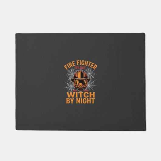Brandweerman Halloween Heks Nacht Ontwerp Deurmat (Voorkant)