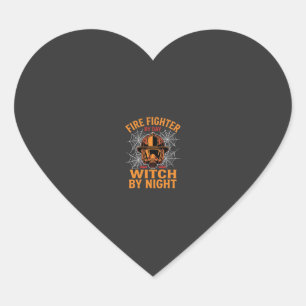 Brandweerman Halloween Heks Nacht Ontwerp Hart Sticker
