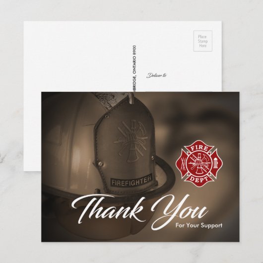 brandweerman - Hartelijk dank Briefkaart (Voorkant / Achterkant)