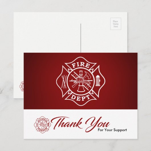 brandweerman - Hartelijk dank Briefkaart (Voorkant / Achterkant)