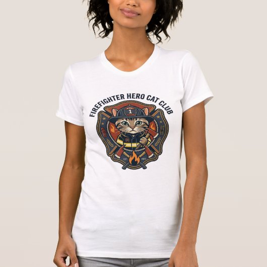 Brandweerman Held Kat Kat Grafisch T-shirt Kunst - (Voorkant)
