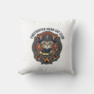 Brandweerman Held Kat Kat Grafisch T-shirt Kunst - Kussen