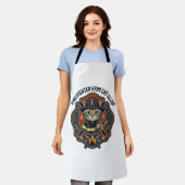 Brandweerman Held Kat Kat Grafisch T-shirt Kunst - Schort (Gedragen)