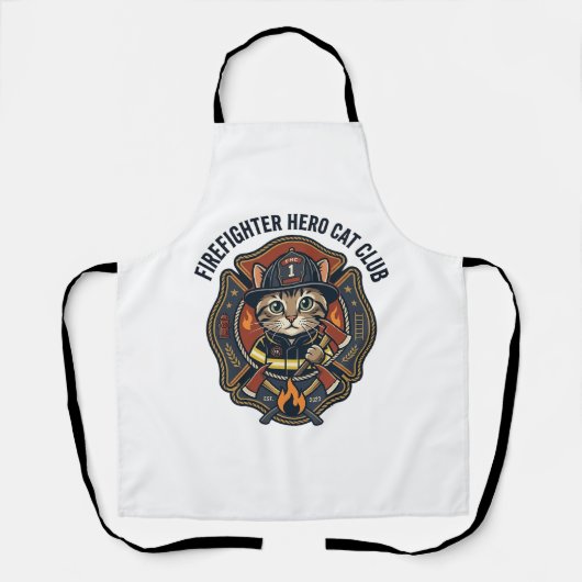 Brandweerman Held Kat Kat Grafisch T-shirt Kunst - Schort (Voorkant)