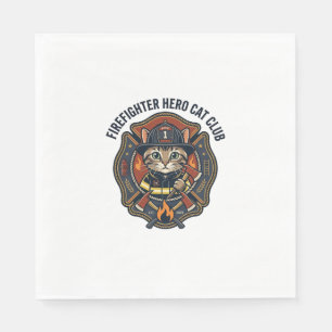 Brandweerman Held Kat Kat Grafisch T-shirt Kunst - Servet
