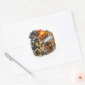 Brandweerman Held Strijdend tegen Brand Reddingsst Ronde Sticker (Envelop)