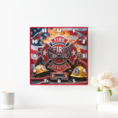 Brandweerman heldhaftig patriottisme vierkante klok (Huis)