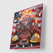 Brandweerman heldhaftig patriottisme vierkante klok (Hoek)