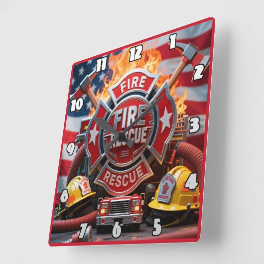 Brandweerman heldhaftig patriottisme vierkante klok (Hoek)