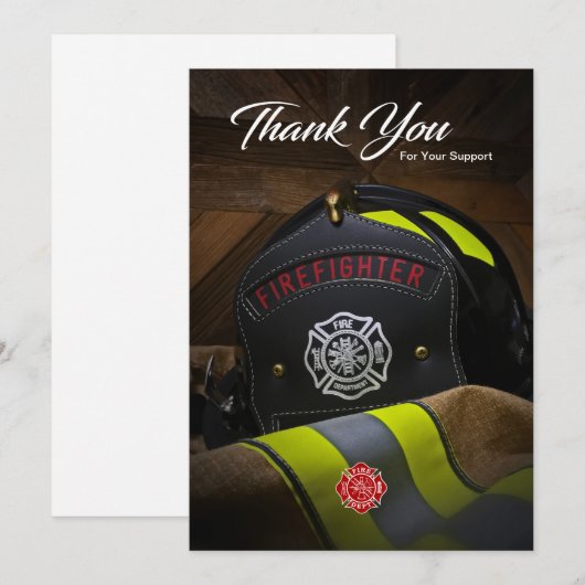 Brandweerman Helmet & Jacket Dank u Briefkaart (Voorkant / Achterkant)