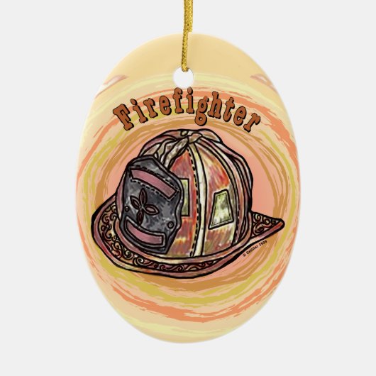 Brandweerman Helmond Siervoorwerp Keramisch Ornament (Voorkant)