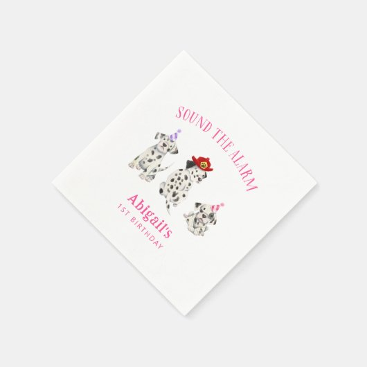 Brandweerman Hond Meisje Verjaardag Papier Servet (Hoek)