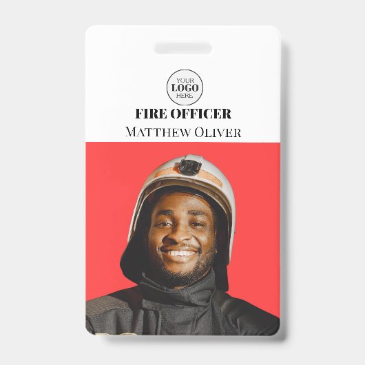 Brandweerman ID Foto Eenvoudige Logo Badge (Voorzijde)