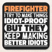 Brandweerman Ik probeer dingen grappig te zeggen Kartonnen Onderzetters (Voorkant)