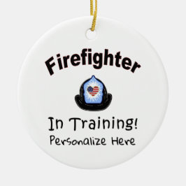 Brandweerman in de opleiding van keramisch Ornamen Ornament
