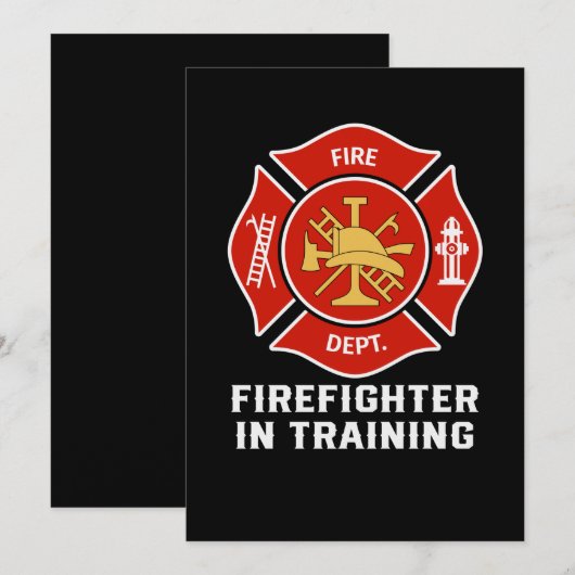 brandweerman in de opleiding van Kinderen Fireman Save The Date (Voorkant / Achterkant)