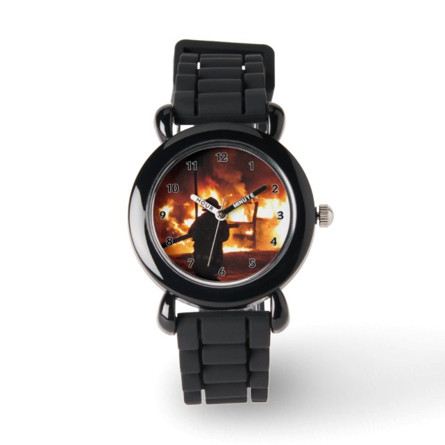 brandweerman in de vlammen horloge (Voorkant)