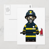 Brandweerman in het Briefkaart van de luchtpiraten (Voorkant / Achterkant)
