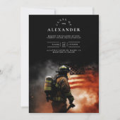 Brandweerman in het Smoke American Flag Afstuderen Kaart (Voorkant)