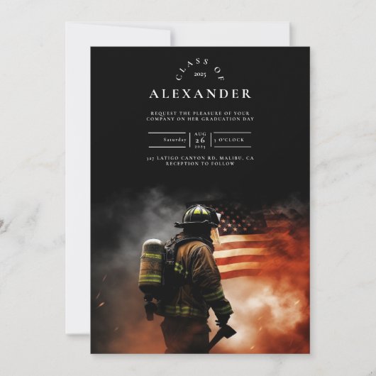 Brandweerman in het Smoke American Flag Afstuderen Kaart (Voorkant)