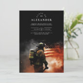 Brandweerman in het Smoke American Flag Afstuderen Kaart (Staand voorkant)