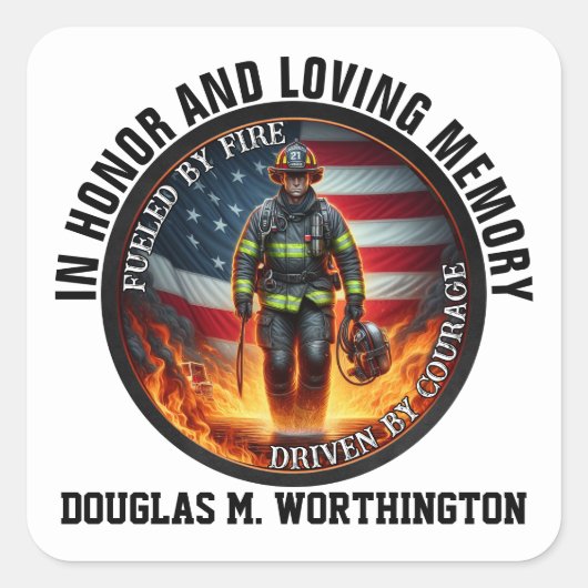 Brandweerman in Loving Memory Sticker (Voorkant)
