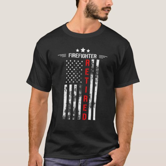 Brandweerman in ruste Amerikaanse vlag Thin Red Li T-shirt (Voorkant)