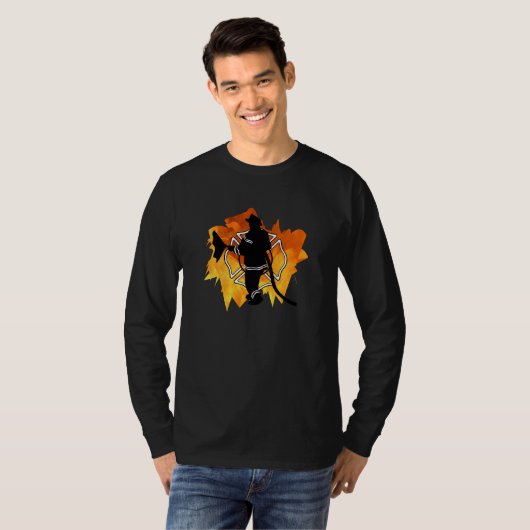 brandweerman in vlammen t-shirt (Voorkant volledig)